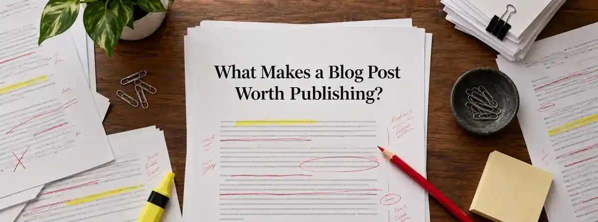 Editorial review of a blog article showing what makes a blog post worth publishing for SEO