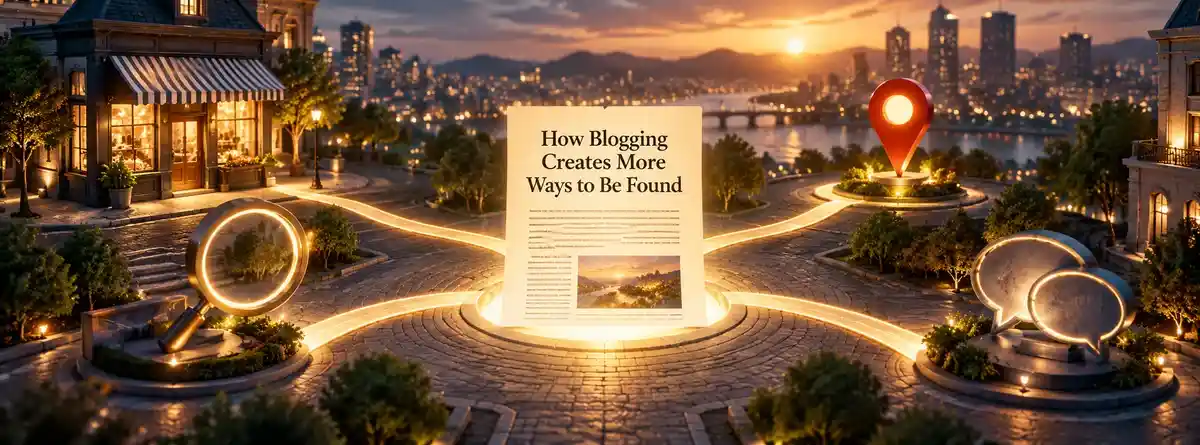 Creative visualization showing how blogging creates more search paths to a business