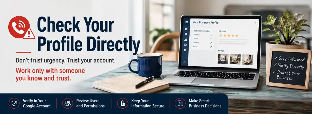 Check your Google Business Profile directly before trusting urgent verification calls