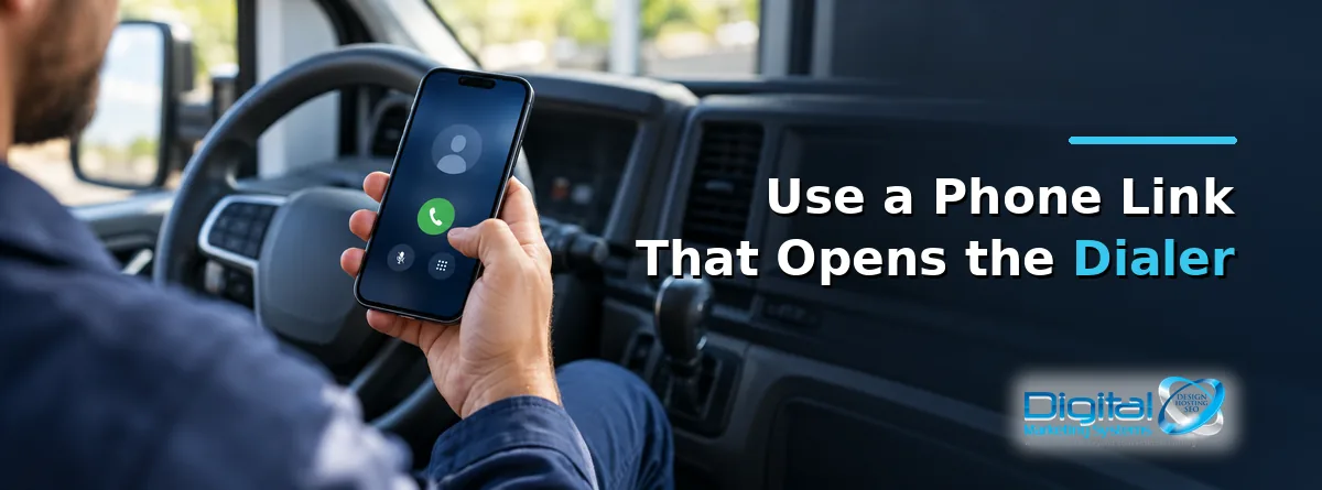 A mobile phone opens its calling screen after a visitor taps a website phone link