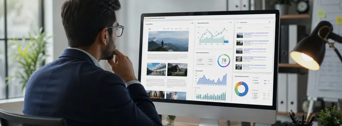 Technical SEO blog optimization with analytics, internal linking, schema, and search performance review