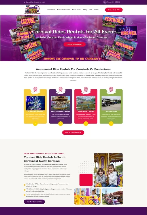 Carnival rides and festival attractions for events in SC and NC